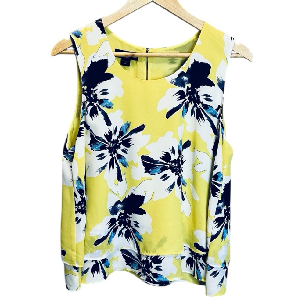 Simply Styled Yellow and Navy Sleeveless Boxy Blouse Women’s
